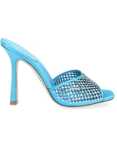 Rene Caovilla 120mm Crystal-embellished Sandals - Blue