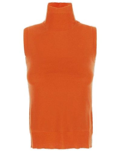 Sportmax High Neck Sleeveless Sweater - Orange