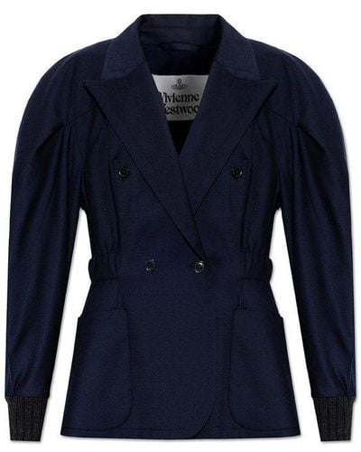 Vivienne Westwood Puff-sleeved Double-breasted Blazer - Blue