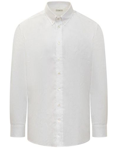 Etro Pegaso Embroidered Long-sleeved Shirt - White