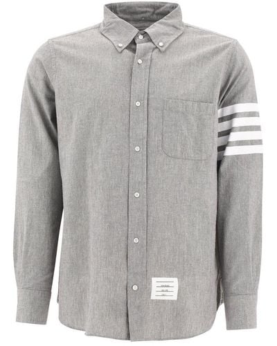Thom Browne 4-bar Denim Shirt - Gray