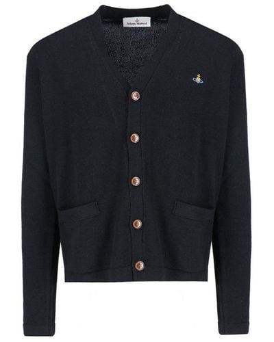 Vivienne Westwood Orb Embroidered Buttoned Cardigan - Blue