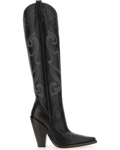 Moschino Jeans Pointed-toe Texanese Boots - Black