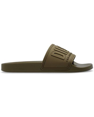 DIESEL Sa-mayemi Cc Logo Embossed Pool Slides - Green