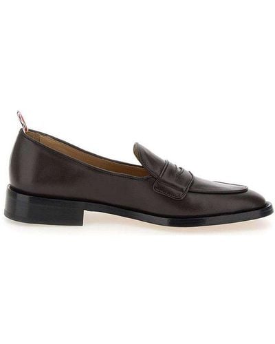 Thom Browne Varsity Penny-strap Detailed Loafers - Brown