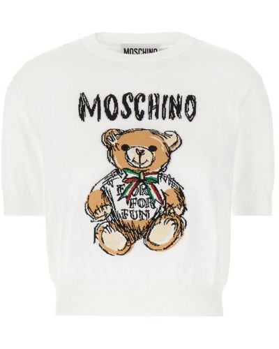Moschino Short-sleeved Knitted Top - White