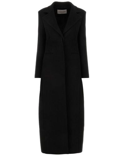 Valentino Single Breasted Long Coat - Black