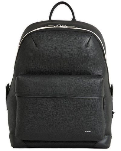Bally Logo Plaque Zip-up Backpack - Black