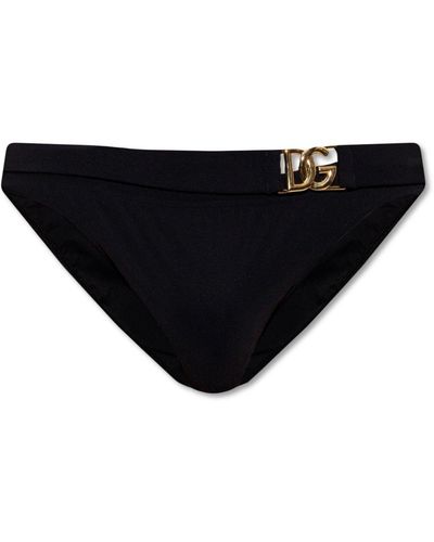 Dolce & Gabbana Logo-plaque Asymmetric Swimming Briefs - Black