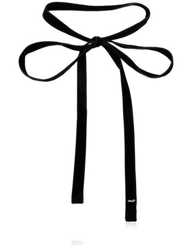 Maison Margiela Bow-detailed Velvet Tie - Black