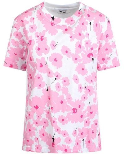 MSGM Floreal T-Shirt - Pink