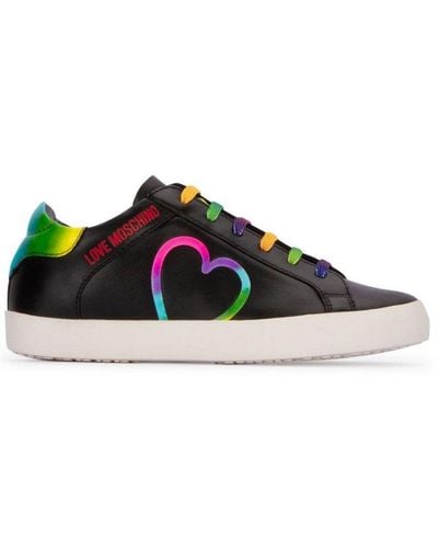Love Moschino Free Love Lace-up Sneakers - Black