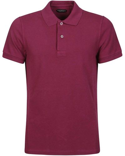 Tom Ford Tennis Piquet Short Sleeve Polo Shirt - Red