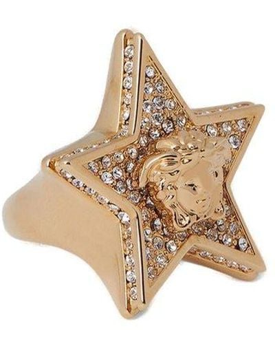 Versace Medusa-head Star-shaped Embellished Ring - Metallic