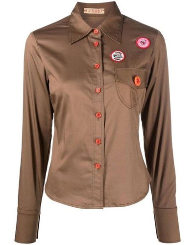 Cormio Katy Logo Patch Buttoned Shirt - Brown