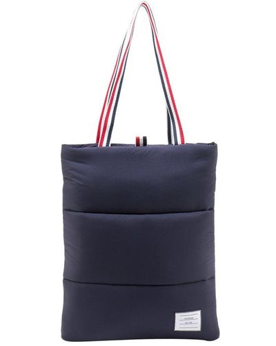 Thom Browne Stripe Detailed Quilted Tote Bag - Blue