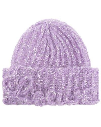 Loewe Logo Crochet Mohair-blend Beanie - Purple