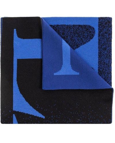 Lanvin Wool Scarf With Logo - Blue