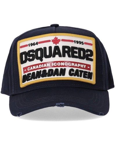 DSquared² Logo-patch Distressed Baseball Cap - Black