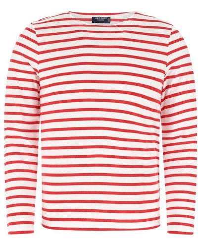 Saint James Striped Crewneck T-shirt - Red