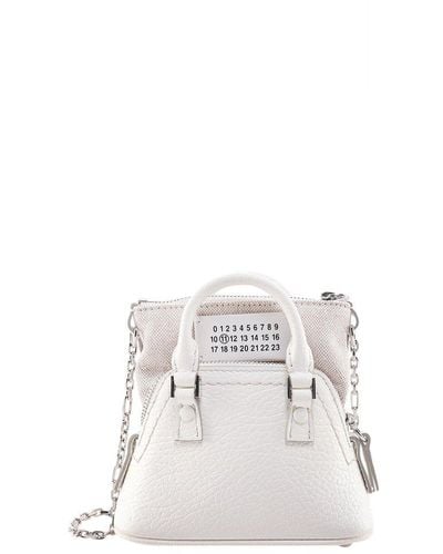 Maison Margiela Leather Closure With Zip Shoulder Bags - White