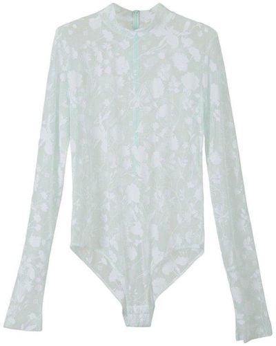 Givenchy 4g Flower Tulle Bodysuit - White