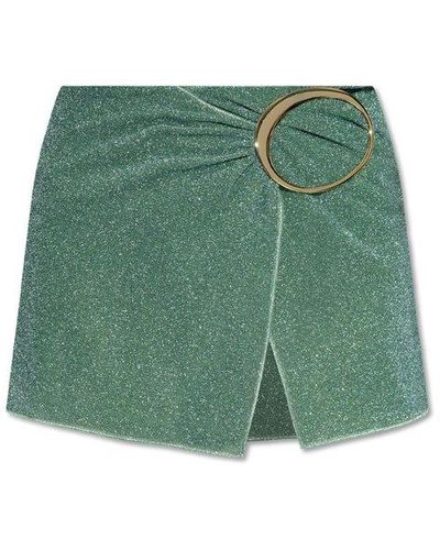 Oséree Lumière Lurex O-ring Mini Skirt - Green