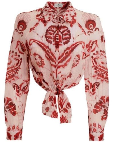 Etro Paisley Printed Cropped Shirt - Red