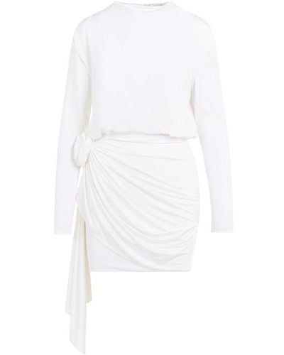 Magda Butrym Rose Appliqué Ruched Mini Dress - White