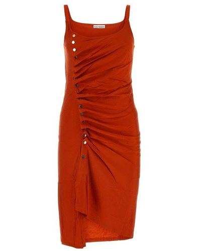 Rabanne Stud Detailed Sleeveless Dress - Red
