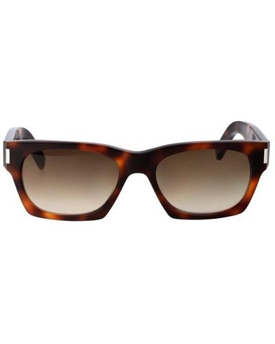 Saint Laurent Sl 402 Rectangular Frame Sunglasses - Brown