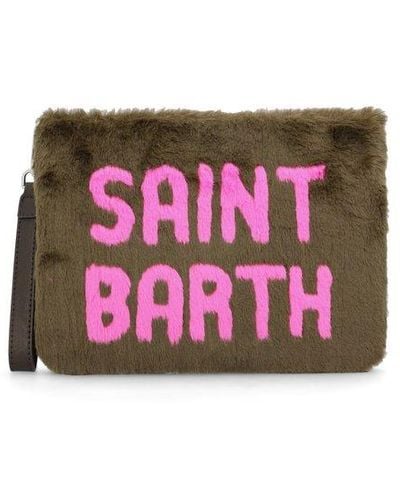 Mc2 Saint Barth Logo Detailed Zip-up Clutch Bag - Pink
