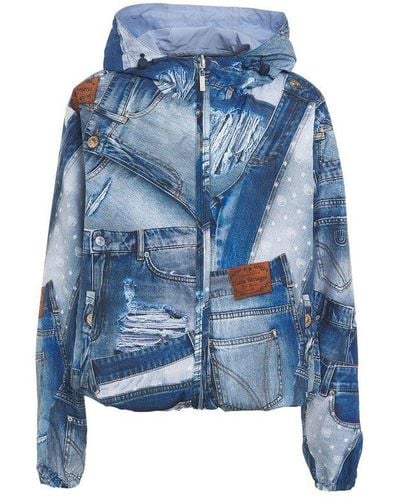 Chiara Ferragni Denim Printed Hooded Jacket - Blue