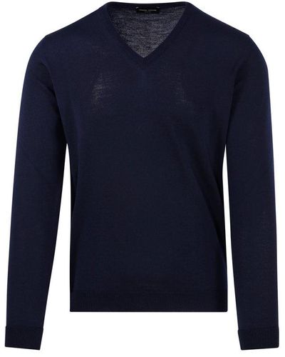 Roberto Collina V-neck Knitted Sweater - Blue