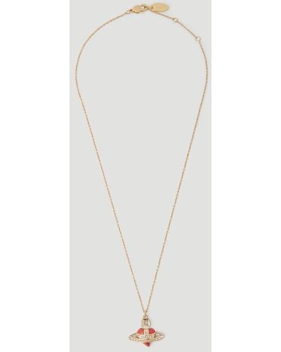 Vivienne Westwood Logo Pendant Embellished Necklace - White