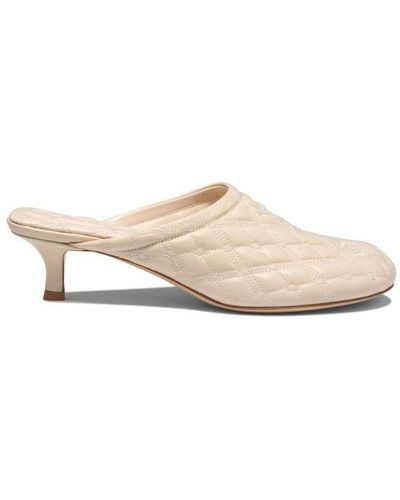 Burberry Embroidered Quilted Slip-on Mules - Natural