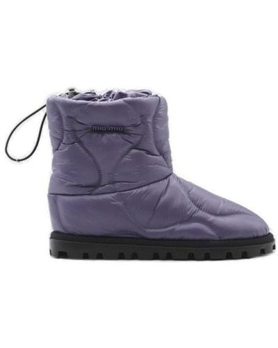 Miu Miu Quilted Padded Boots - Purple
