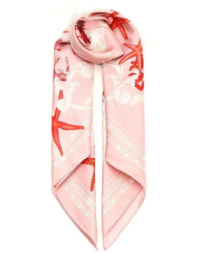 Versace Barocco Sea Printed Finished Edge Foulard - Pink