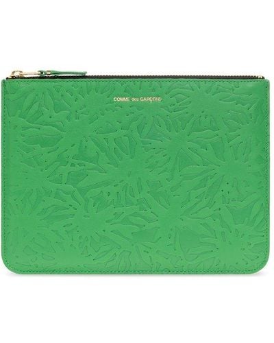 Comme des Garçons Pattern Embossed Zipped Wallet - Green
