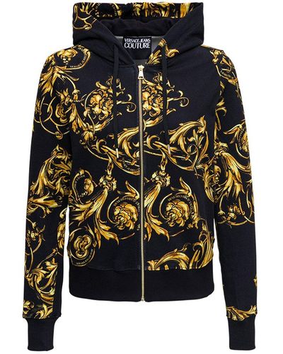 Versace Cotton Hoodie With Baroque Print - Multicolour