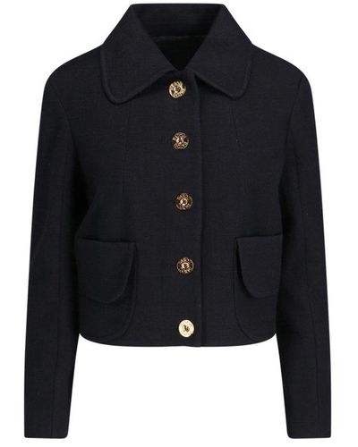 Patou Button-up Cropped Tweed Jacket - Black