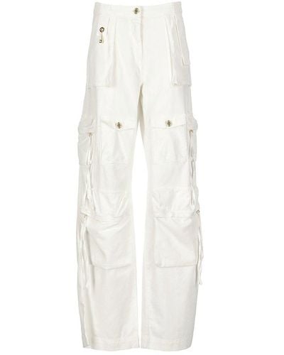 Elisabetta Franchi Logo Chain-link Cargo Jeans - White
