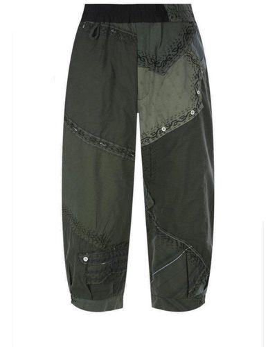 By Walid Patchwork Cropped Pants - Green