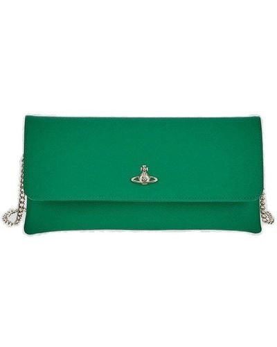Vivienne Westwood Orb Plaque Chain Linked Clutch Bag - Green