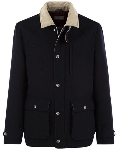Brunello Cucinelli Corduroy-collar Press-stud Shirt Jacket - Black