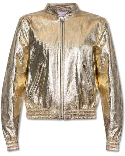 Gucci Leather Bomber Jacket - Metallic