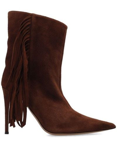 Alexandre Vauthier Raquel Fringed Ankle Boots - Brown