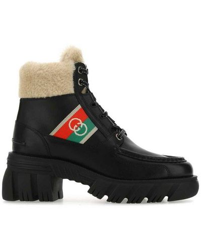 Gucci X North Face Ankle-high Leather Lace-up Boots - Black