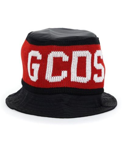 Gcds Logo Knitted Bucket Hat - Red