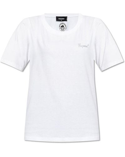 DSquared² Embellished-logo Crewneck T-shirt - White